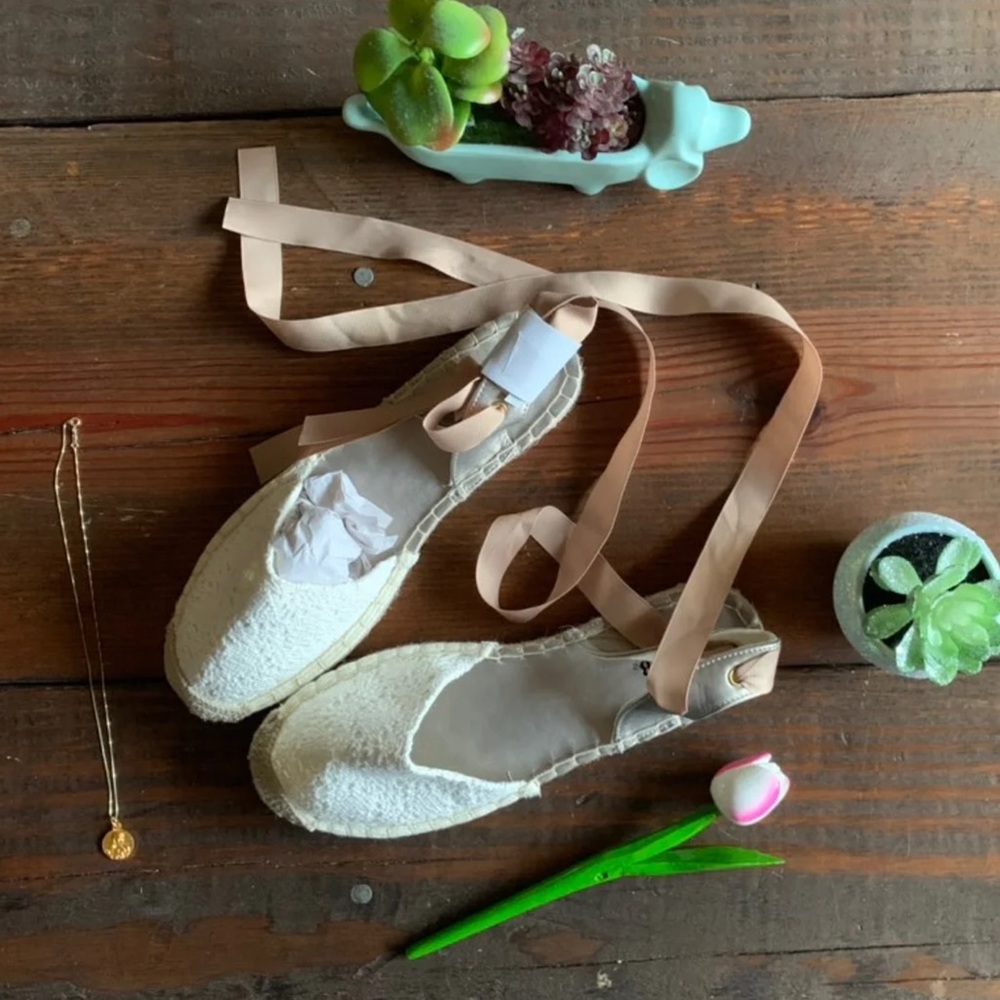 JustFab Crotchet Tie Up Sandals